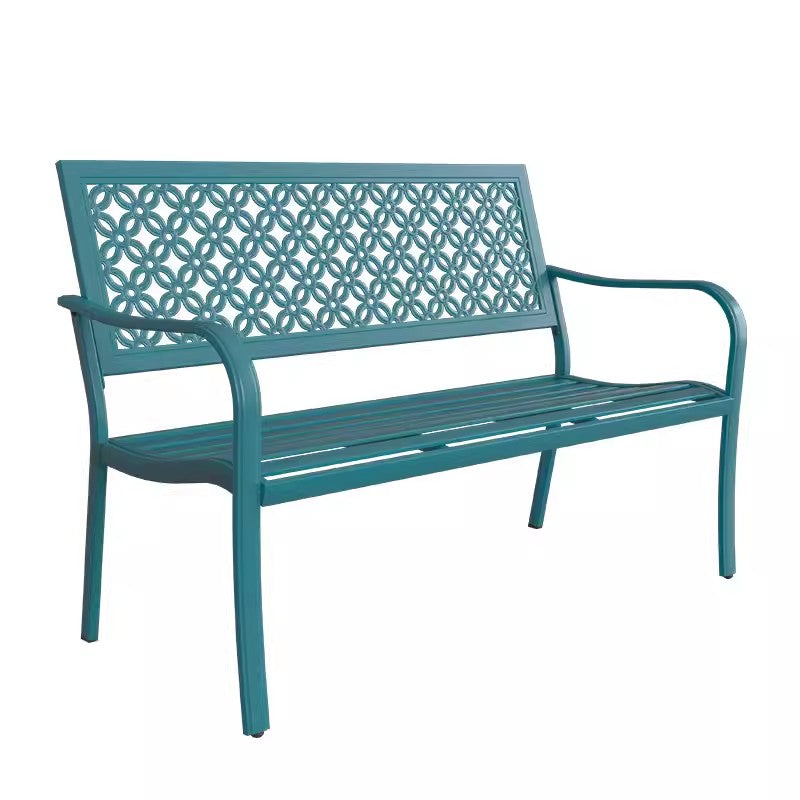 【多色展開】エルゴノミクスデザインのガーデンベンチ|背もたれ?肘掛け付き&抜き模様入り er-150