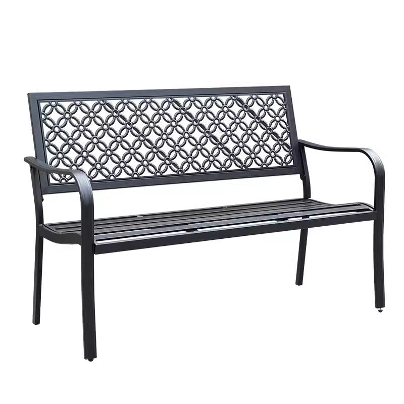 【多色展開】エルゴノミクスデザインのガーデンベンチ|背もたれ?肘掛け付き&抜き模様入り er-150