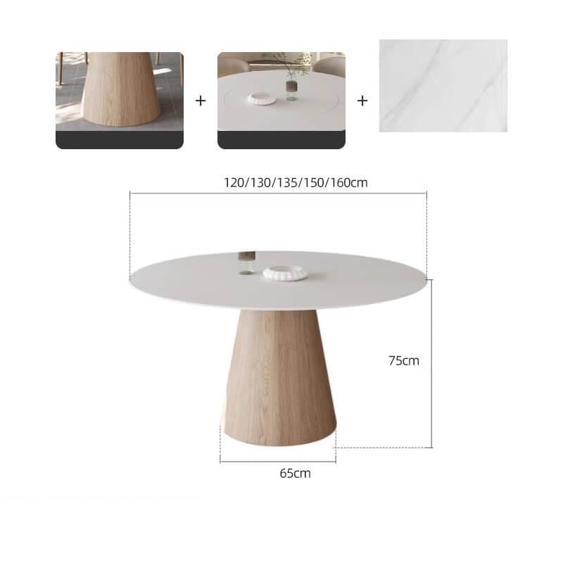 セラミック天板丸ダイニングテーブル アッシュ無垢材 ホワイト sm-315