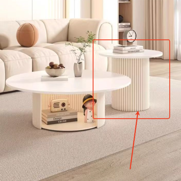 セラミック天板ローテーブル|ミニマルモダン|小スペース向け|ミルキーホワイト|円形センターテーブル htt-3842