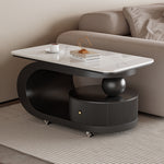 移動式リビングテーブル 家庭用 フレンチ風 ラグジュアリー感 ミニマルデザイン 楕円形 シンプル ワゴン型サイドテーブル hgf-5384