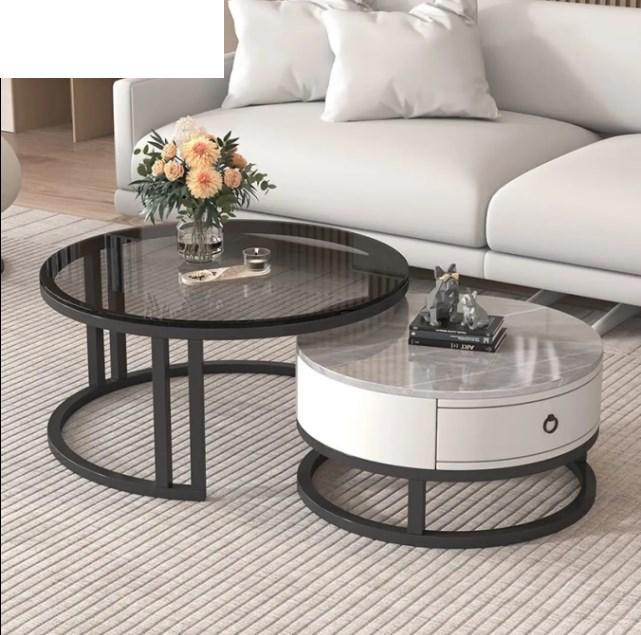 セラミック天板ローテーブル リビング用 ラグジュアリーでシンプルな小型住宅向け クリームスタイル 伸縮可能な円形組み合わせタイプ frg-495