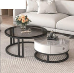 セラミック天板ローテーブル リビング用 ラグジュアリーでシンプルな小型住宅向け クリームスタイル 伸縮可能な円形組み合わせタイプ frg-495