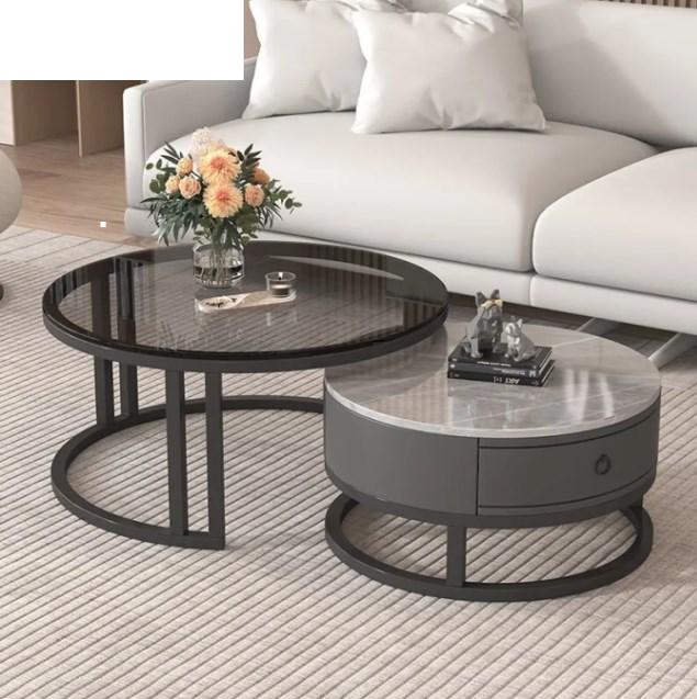 セラミック天板ローテーブル リビング用 ラグジュアリーでシンプルな小型住宅向け クリームスタイル 伸縮可能な円形組み合わせタイプ frg-495