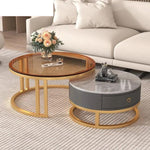 セラミック天板ローテーブル リビング用 ラグジュアリーでシンプルな小型住宅向け クリームスタイル 伸縮可能な円形組み合わせタイプ frg-495