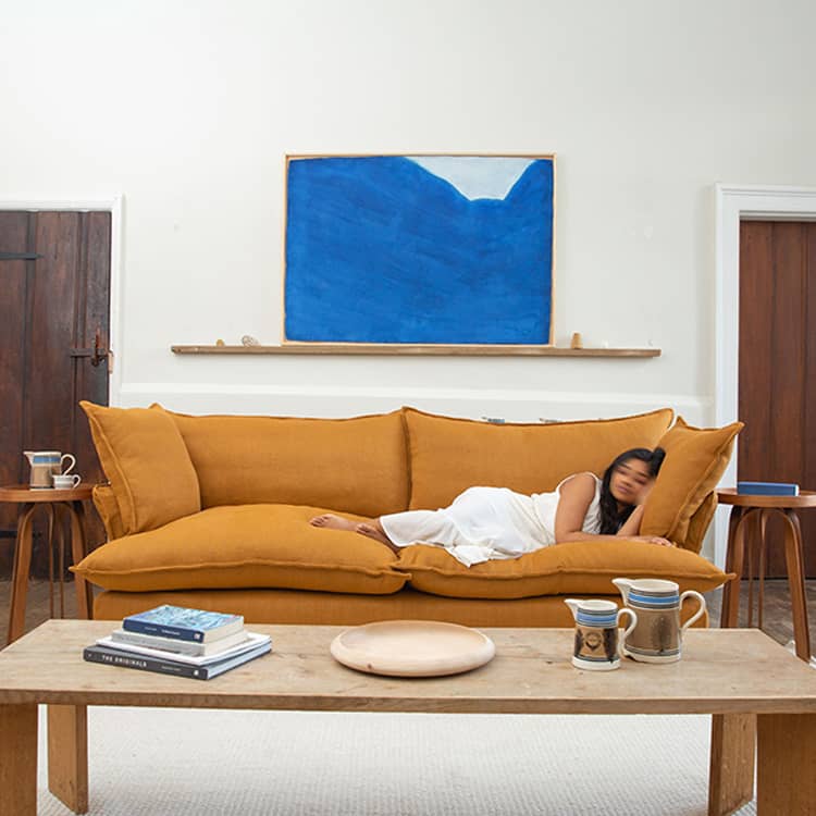 ラグジュアリーソファー パインフレーム ダウン&シリコンフィルクッション 高級綿麻ファブリック Hersa-1646