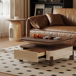 無垢材使用!おしゃれなパインセンターテーブル - モダンデザインと多層板の組み合わせ fxxrj-3164