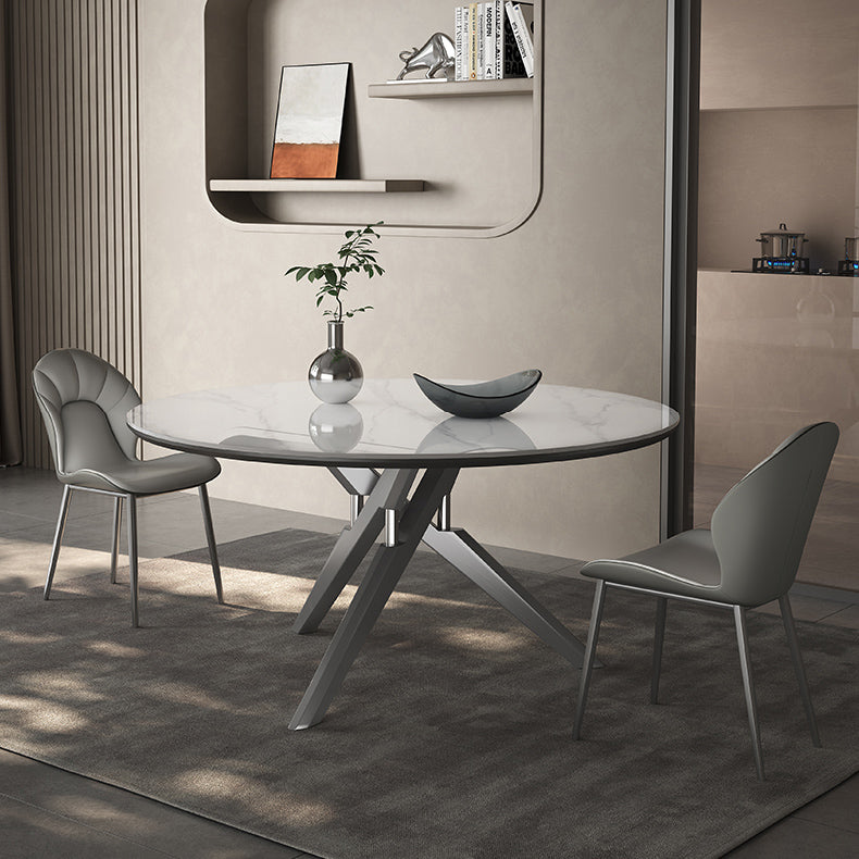 高級感グレー合成皮革ダイニングチェアメタル脚快適デザイン hagst-5369