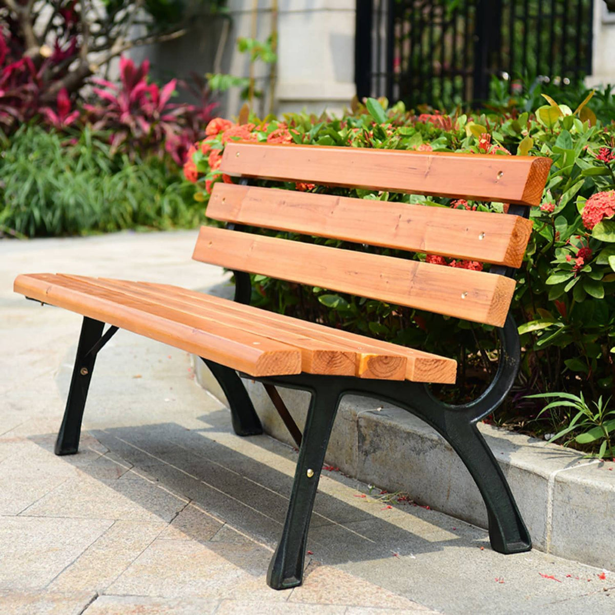 ガーデンベンチ ベンチ 木目調 アルミ ガーデンチェア アルミ製フレーム 長椅子 おしゃれ チェア ガーデン アウトドア zy-143