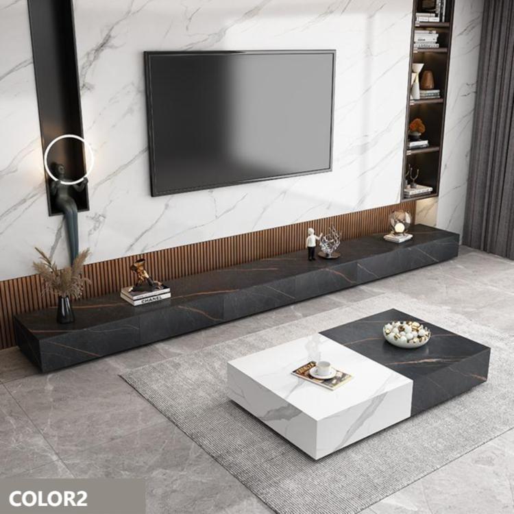 セラミックパイン製のスタイリッシュなテレビ台?コーヒーテーブルセット - モダンインテリアに最適 flsd-5184