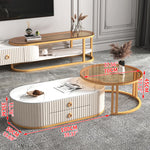 高級セラミック&強化ガラス センターテーブル 人工皮革仕上げ モダンリビング必見 frg-503