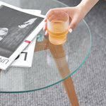 センターテーブル ナチュラル オーク材 強化ガラス ysys-a1186-table