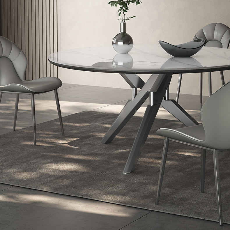 高級感グレー合成皮革ダイニングチェアメタル脚快適デザイン hagst-5369