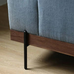 無垢材使用 西海岸風ソファー 2人掛け 3人掛け ブルー グレー 綿麻ファブリック 肘付き 背もたれ高め オットマン追加可 レトロ 高級感 I字型デザイン xbjj-lmsf-sofa