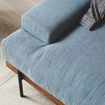 無垢材使用 西海岸風ソファー 2人掛け 3人掛け ブルー グレー 綿麻ファブリック 肘付き 背もたれ高め オットマン追加可 レトロ 高級感 I字型デザイン xbjj-lmsf-sofa