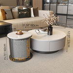 センターテーブル おしゃれ 円形 セラミック天板 エコ木材脚部 2点セット 幅80cm 大テーブル 幅40cm 小テーブル 北欧風 モダン リビング カフェ風 1人用 2人用 コンパクト 省スペース fel-1961