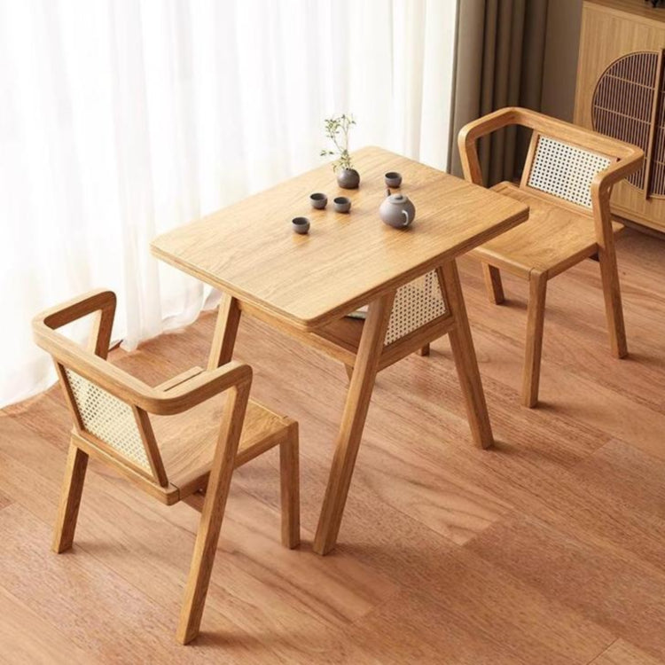 藤編み×無垢材 ティーテーブルセット|実木 茶卓 バルコニー・テラス用 ナチュラルデザイン G3-7231