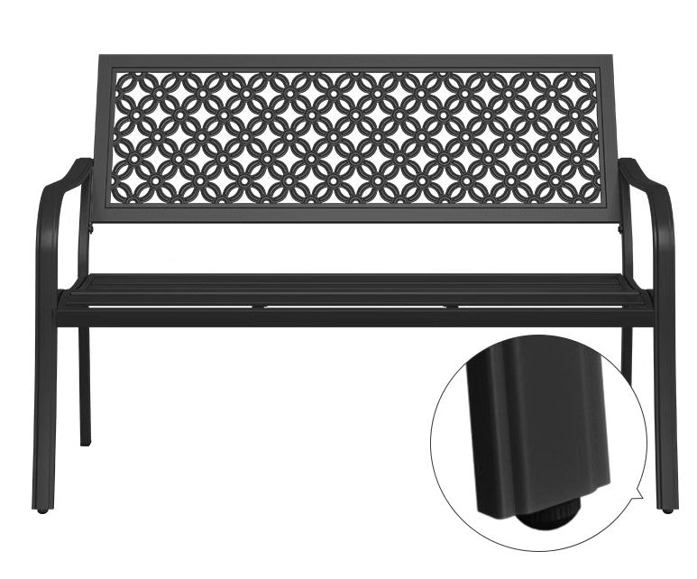 【多色展開】エルゴノミクスデザインのガーデンベンチ|背もたれ?肘掛け付き&抜き模様入り er-150