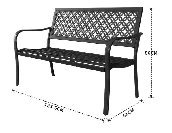 【多色展開】エルゴノミクスデザインのガーデンベンチ|背もたれ?肘掛け付き&抜き模様入り er-150