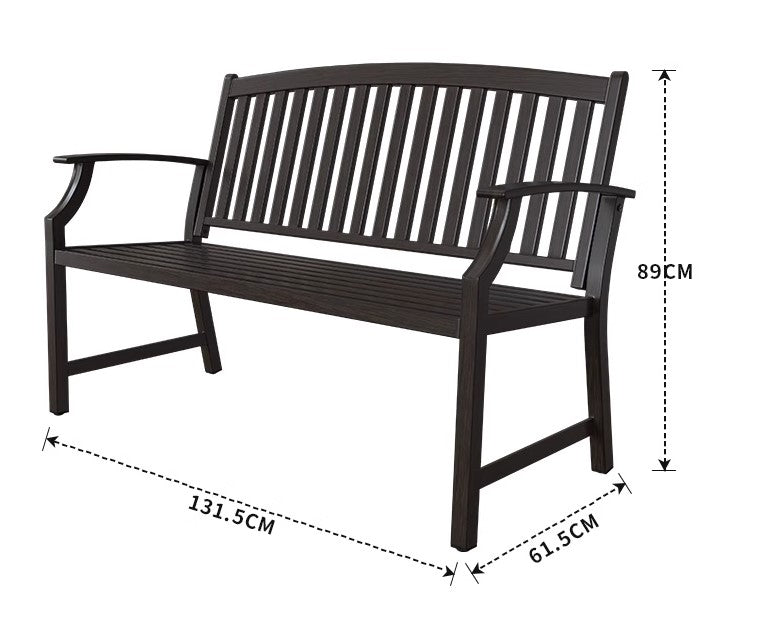 【多色展開】エルゴノミクスデザインのガーデンベンチ|背もたれ?肘掛け付き&抜き模様入り er-150