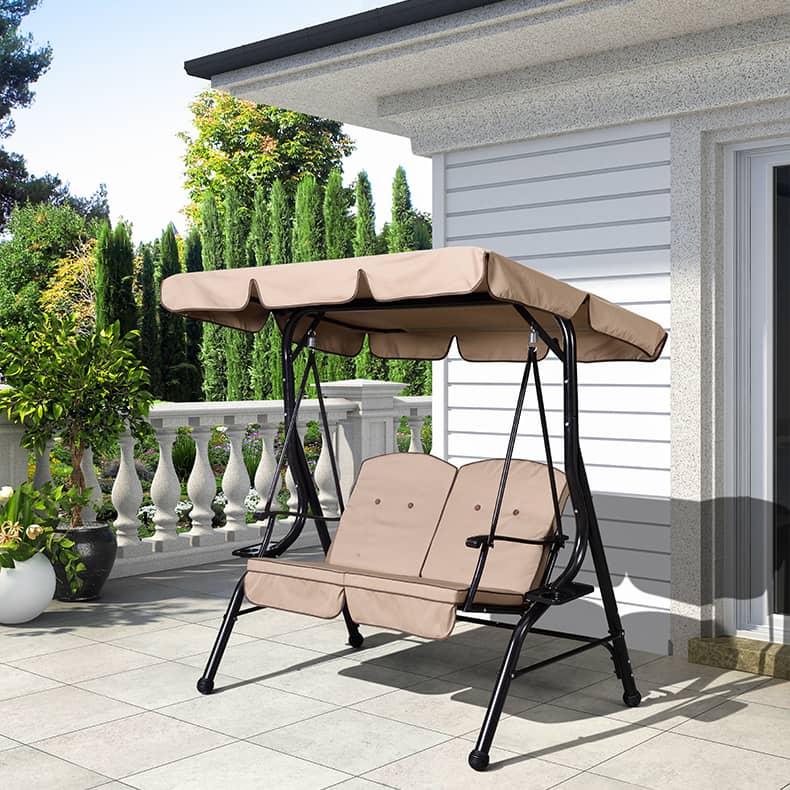 ブランコ スウィングベンチ 椅子 チェア 屋根付き シェード付き クッション付き ベンチ ガーデンファニチャー ガーデン スウィング zy-026