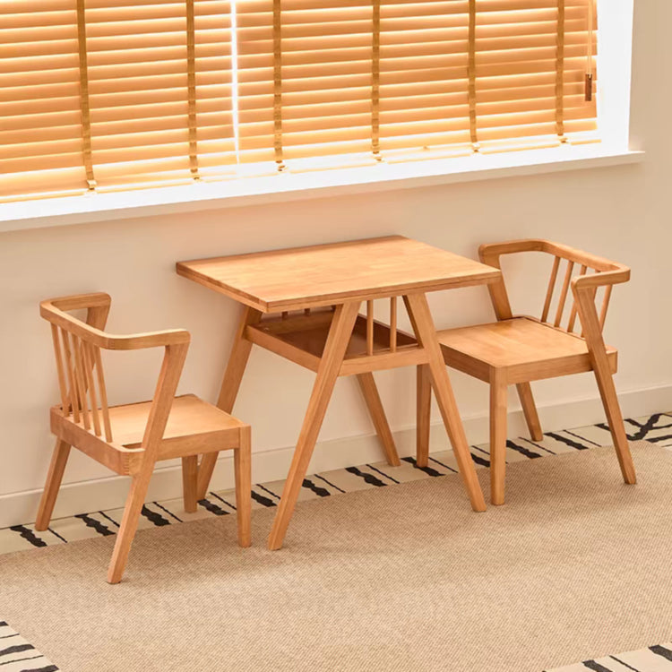 藤編み×無垢材 ティーテーブルセット|実木 茶卓 バルコニー・テラス用 ナチュラルデザイン G3-7231