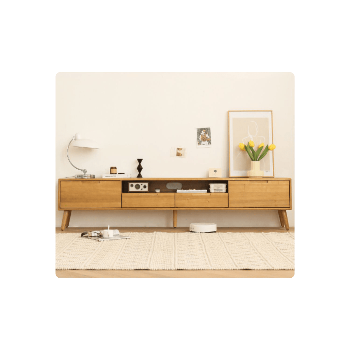 【高級ツゲ&キリ材使用】モダンデザイン テレビ台 - リビングにぴったりの美しい収納ソリューション hym-492