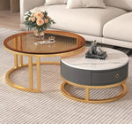 セラミック天板ローテーブル リビング用 ラグジュアリーでシンプルな小型住宅向け クリームスタイル 伸縮可能な円形組み合わせタイプ frg-495