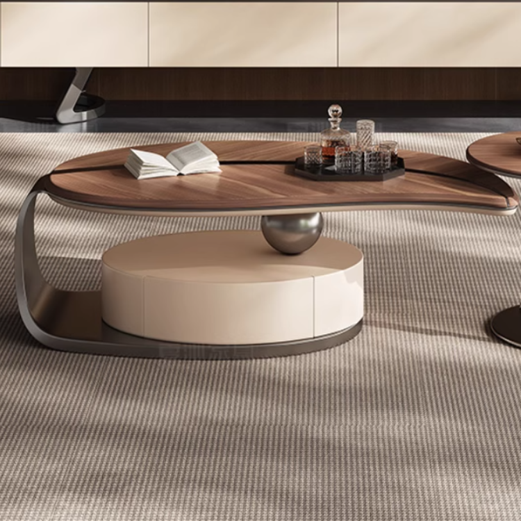 モダンラグジュアリー無垢材コーヒーテーブルセット 木質天板仕様 シンプル高級デザイン hlwy-3699