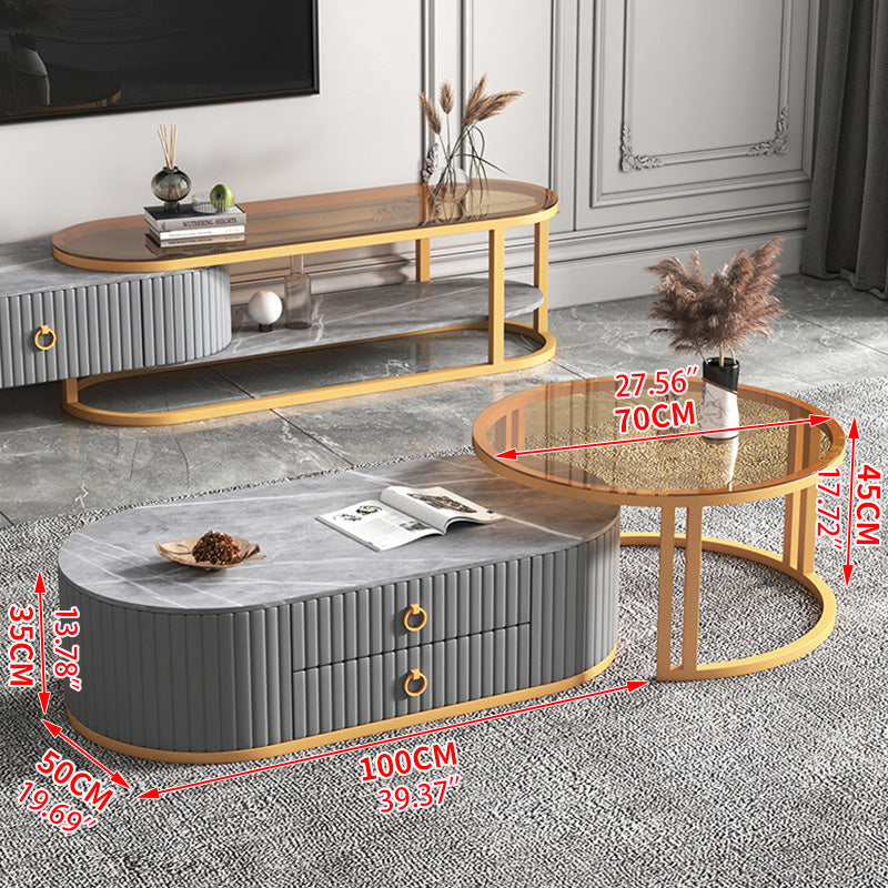 高級セラミック&強化ガラス センターテーブル 人工皮革仕上げ モダンリビング必見 frg-503