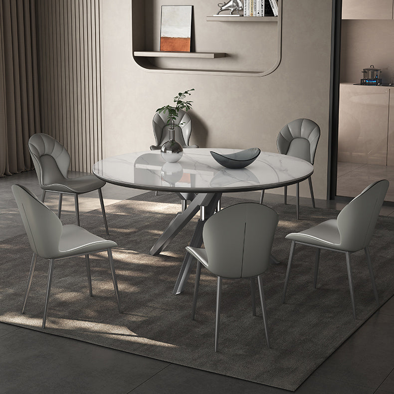 高級感グレー合成皮革ダイニングチェアメタル脚快適デザイン hagst-5369