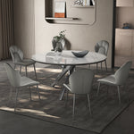 高級感グレー合成皮革ダイニングチェアメタル脚快適デザイン hagst-5369