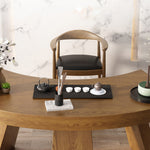 北欧風天然木ダイニングチェア 原木デザイン 牛角スタイル 背もたれ付き書斎椅子 fjnl-1595