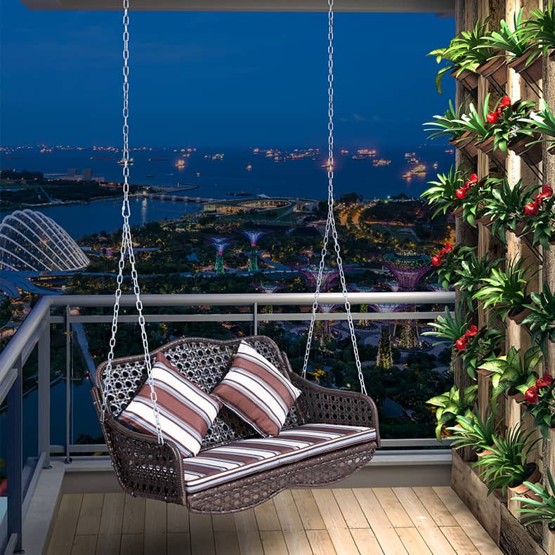 ブランコ スウィングベンチ 椅子 チェア 屋根付き シェード付き クッション付き ベンチ ガーデンファニチャー ガーデン スウィング zy-026