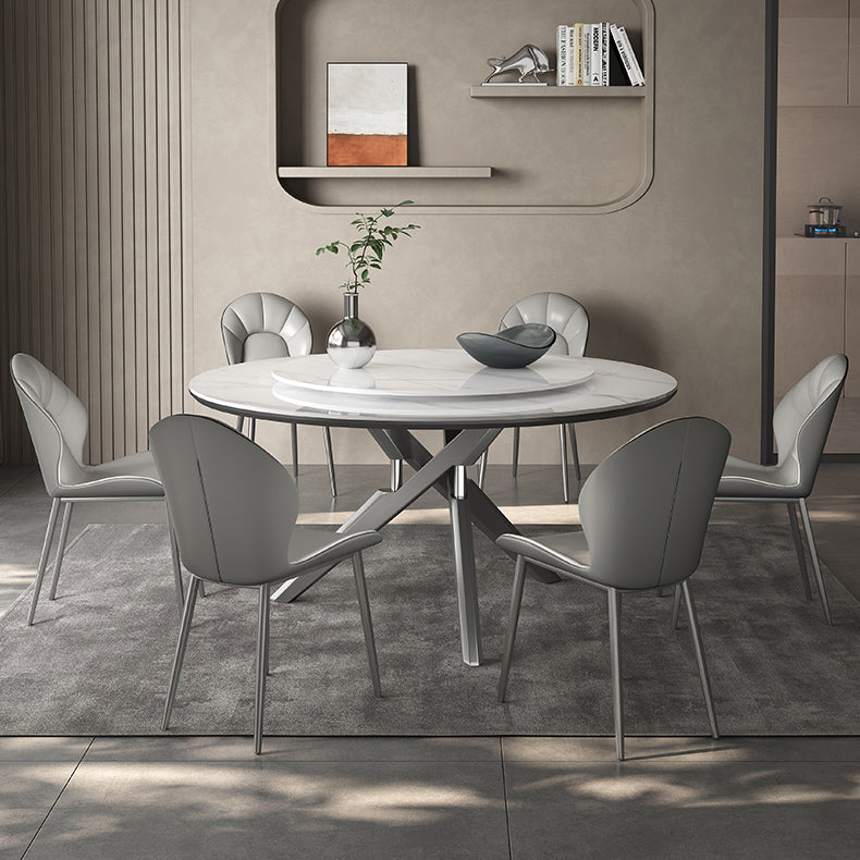 高級感グレー合成皮革ダイニングチェアメタル脚快適デザイン hagst-5369