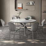 高級感グレー合成皮革ダイニングチェアメタル脚快適デザイン hagst-5369