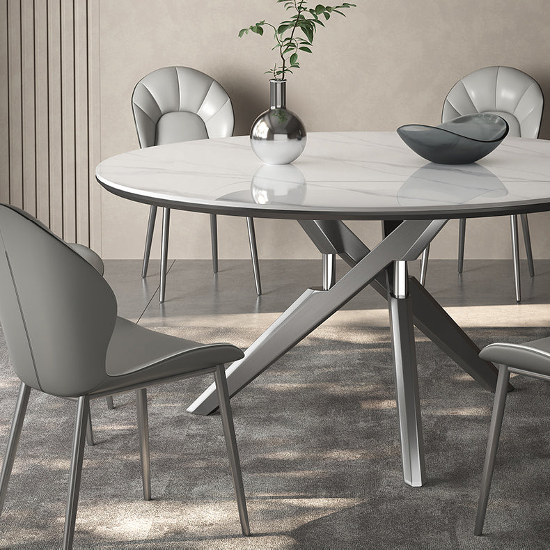 高級感グレー合成皮革ダイニングチェアメタル脚快適デザイン hagst-5369