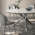 高級感グレー合成皮革ダイニングチェアメタル脚快適デザイン hagst-5369