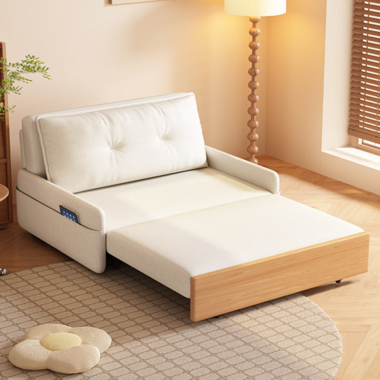 実木×ファブリック 伸縮ソファベッド|1人掛け~2人掛け対応 幅80?180cm ナチュラルデザイン おしゃれ jy-1223-5
