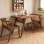 藤編み×無垢材 ティーテーブルセット|実木 茶卓 バルコニー・テラス用 ナチュラルデザイン G3-7231