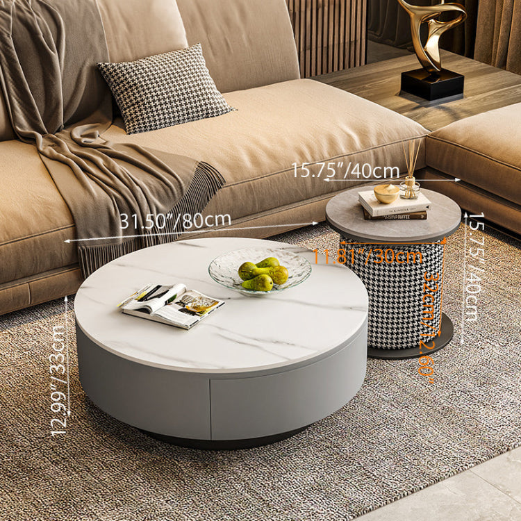 センターテーブル おしゃれ 円形 セラミック天板 エコ木材脚部 2点セット 幅80cm 大テーブル 幅40cm 小テーブル 北欧風 モダン リビング カフェ風 1人用 2人用 コンパクト 省スペース fel-1961