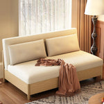 実木伸縮ソファベッド シングル~ダブル対応 北欧ナチュラルデザイン 0.75m?1.85m対応 省スペース・来客用・一人暮らしにおすすめ g4-7283