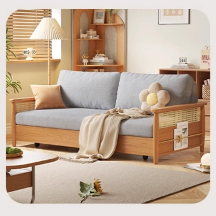 木製フレーム ソファベッド|収納棚付き キャスター付き 省スペース対応 ナチュラルデザイン hemw-6300