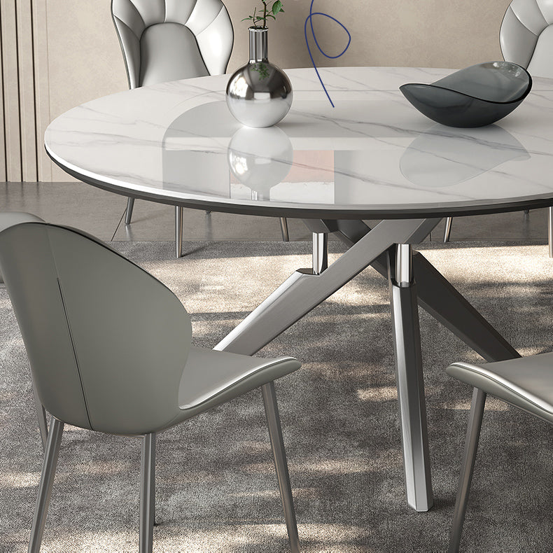 高級感グレー合成皮革ダイニングチェアメタル脚快適デザイン hagst-5369