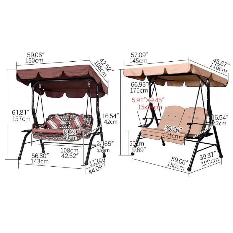 ブランコ スウィングベンチ 椅子 チェア 屋根付き シェード付き クッション付き ベンチ ガーデンファニチャー ガーデン スウィング zy-026