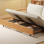 木製フレーム ソファベッド|収納棚付き キャスター付き 省スペース対応 ナチュラルデザイン hemw-6300