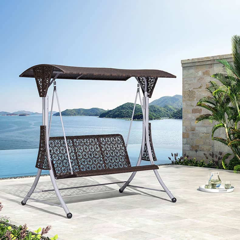 ブランコ スウィングベンチ 椅子 チェア 屋根付き シェード付き クッション付き ベンチ ガーデンファニチャー ガーデン スウィング zy-026