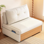 実木×ファブリック 伸縮ソファベッド|1人掛け~2人掛け対応 幅80?180cm ナチュラルデザイン おしゃれ jy-1223-5