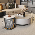 センターテーブル おしゃれ 円形 セラミック天板 エコ木材脚部 2点セット 幅80cm 大テーブル 幅40cm 小テーブル 北欧風 モダン リビング カフェ風 1人用 2人用 コンパクト 省スペース fel-1961