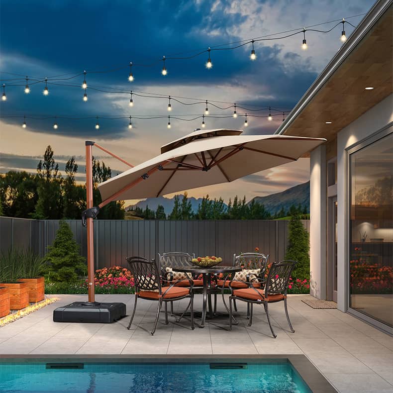 パラソル ガーデンパラソル 2層式 ベースセット スタンドタイプ 日よけ 大型 パラソル テラス アウトドア用品zy-55